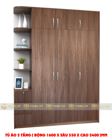 Tủ áo 3 cánh mở  kệ hông 1m6*2m4 ( Mã màu 577 )