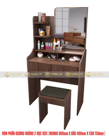 Bàn Phấn Gương Vuông 2 Hộc Kéo - M577