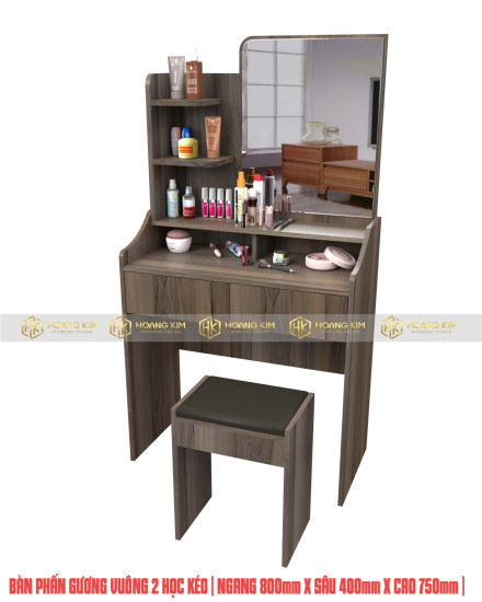 Bàn Phấn Gương Vuông 2 Hộc Kéo - M915