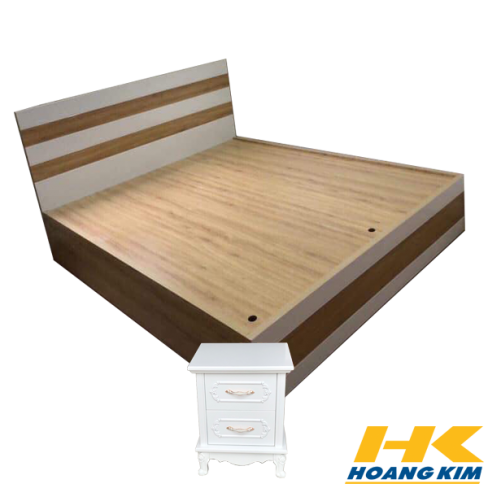 Giường Ngủ Gỗ MDF Melamine 1m6x2m Màu 388 sọc trắng