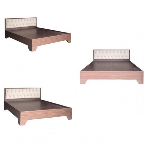 Giường Ngủ Gỗ MDF Phủ Melamine Bọc Nệm Chân Cao Màu Nâu HK 340