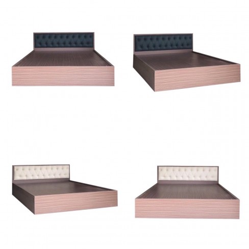 Giường Ngủ Gỗ MDF Phủ Melamine Bọc Nệm Hiện Đại Màu Nâu HK 340