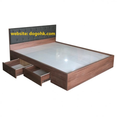 Giường Ngủ Gỗ MDF Phủ Melamine Bọc Nệm Có Ngăn Kéo Màu Óc Chó  HK 577