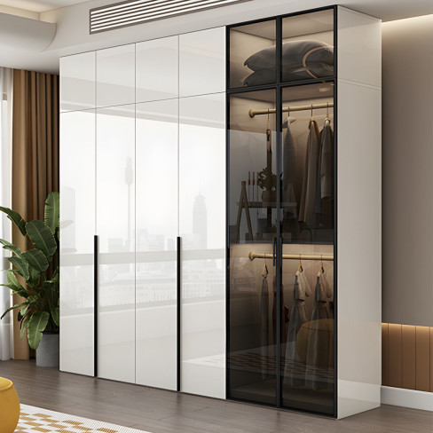 Tủ áo cánh MDF - cánh kính khung nhôm CK06
