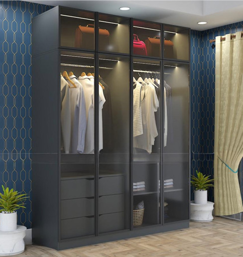 Tủ áo gỗ MDF - cánh kính khung nhôm CK03