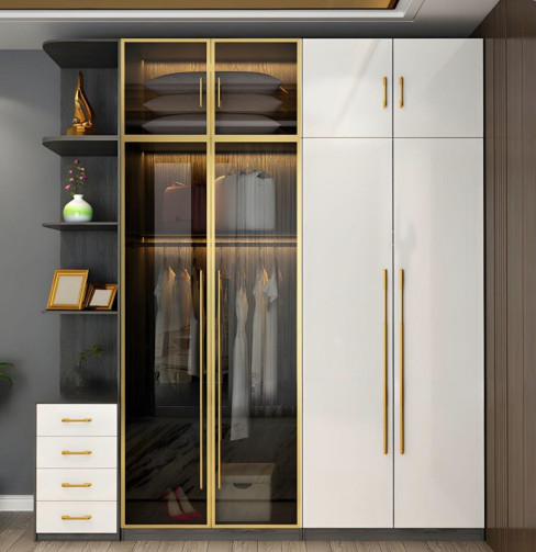 Tủ áo gỗ MDF - cánh kính khung nhôm CK09