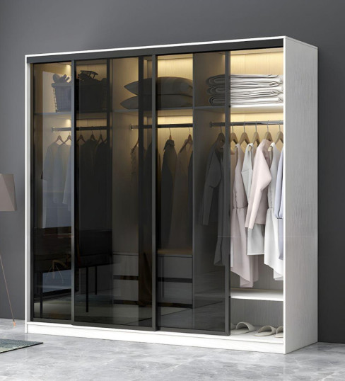 Tủ áo gỗ MDF - cánh kính khung nhôm CK10