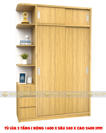Tủ lùa 1m6x2m4 2 tầng kệ hông ( Mã màu 388 )