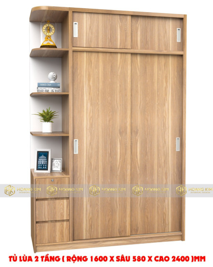 Tủ lùa 1m6x2m4 2 tầng kệ hông ( Mã màu 919 )