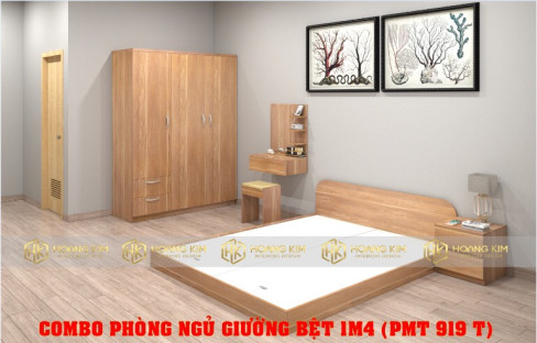 COMBO PHÒNG NGỦ TỦ 1M4 + GIƯỜNG BỆT 1M6 MÀU 919