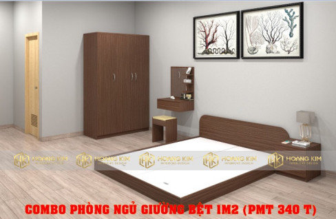 COMBO PHÒNG NGỦ TỦ ÁO CÁNH MỞ 1M2 + GIƯỜNG BỆT 1M2 MÀU 340