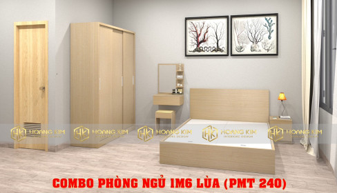 COMBO PHÒNG NGỦ TỦ ÁO CỬA LÙA 1M6 + GIƯỜNG 1M6 MÀU 240