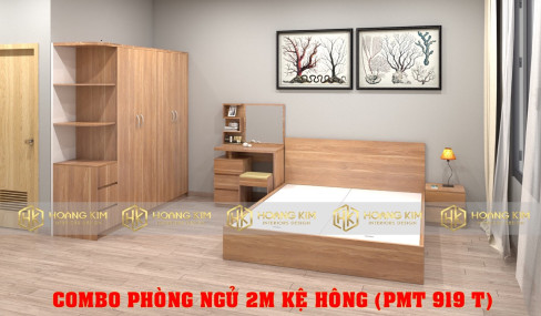 COMBO PHÒNG NGỦ TỦ ÁO CÁNH MỞ KỆ HÔNG 2M + GIƯỜNG 1M6