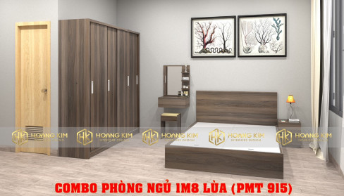 COMBO PHÒNG NGỦ TỦ ÁO CỬA LÙA 1M8 + GIƯỜNG 1M6 MÀU 915