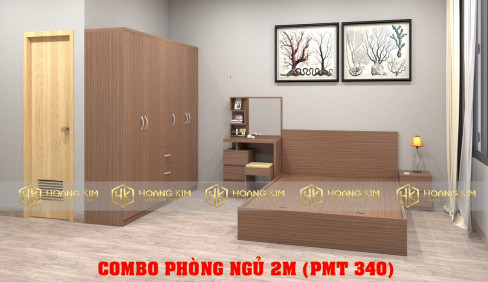 COMBO PHÒNG NGỦ TỦ ÁO CỬA MỞ 2m + GIƯỜNG 1M6 MÀU 340