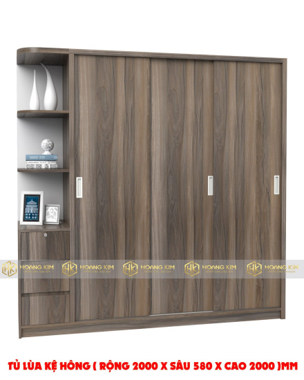 Tủ áo 2m x 2m 3 cánh lùa  kệ hông ( Mã màu915 )