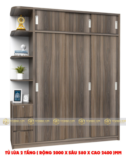 - Tủ áo 2m x 2m4 3 cánh lùa và kệ hông ( Mã màu 915)