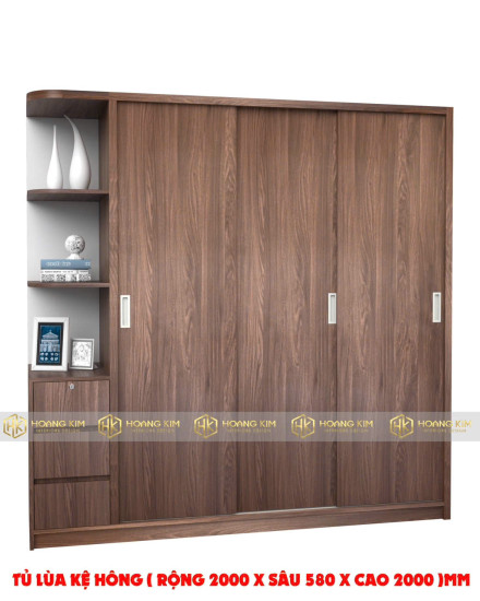Tủ áo 2m x 2m 3 cánh lùa kệ hông ( Mã màu 577)