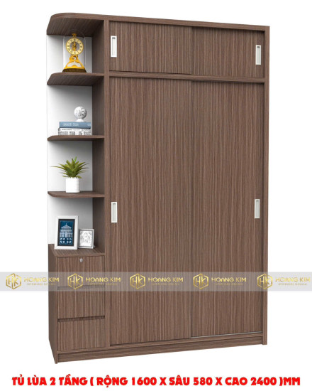 Tủ lùa 1m6x2m4 2 tầng kệ hông ( Mã màu 340 )