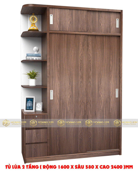 Tủ lùa 1m6x2m4 2 tầng kệ hông ( Mã màu 577 )
