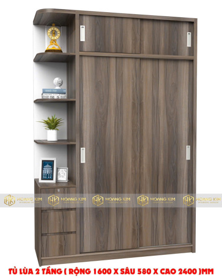 Tủ lùa 1m6x2m4 2 tầng kệ hông ( Mã màu 915 )