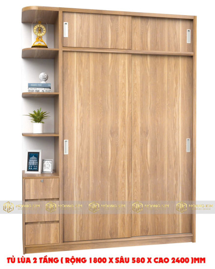 Tủ Lùa 2 Tầng 1m8x2m4 Có Kệ Hông-M919