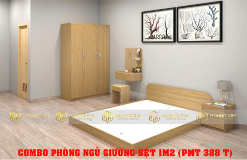COMBO PHÒNG NGỦ TỦ ÁO CÁNH MỞ 1M2 + GIƯỜNG BỆT 1M2 MÀU 388